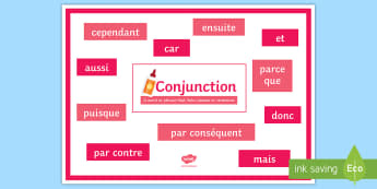Conjunctions with Definition and Examples Display Poster French - French, Grammar, poster, display, conjunctions,French