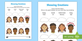 Showing Emotion Activity Sheet - emotion, body language, transition, friendship, behaviour, PSHCE, worksheet