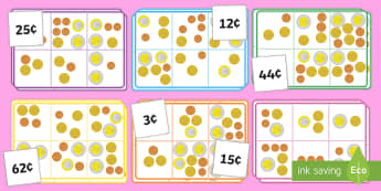 Mixed Euro Coins Bingo - money, coin, currency, lotto, games 