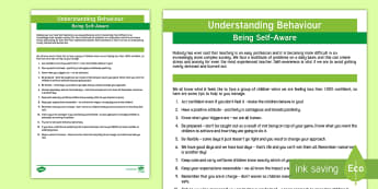 Understanding Behaviour: Being Self-Aware Adult Guidance - Behaviour, SEN, Functions of Behaviour, adult guidance, self help