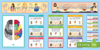 Developing Growth Mindset Display Pack - growth mindset, positivity, believe in yourself, courage, targets