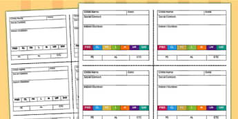 Snapshot Observation Templates - child observation, assessment