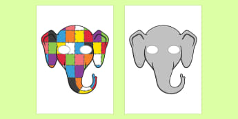 Role Play Masks to Support Teaching on Elmer - Elmer, Elmer the elephant, resources, Elmer story, patchwork elephant, PSHE, PSE, David McKee, colours, patterns, story, story book, story book resources, story sequencing, story resources, role pl