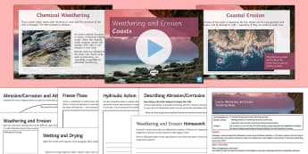 Coasts 2: Weathering and Erosion Lesson Pack - Physical, Landscapes, UK, AQA, GCSE, coasts, erosion, weathering, attrition, abrasion, hydraulic, ac