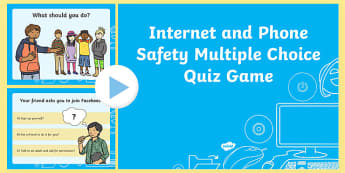 Internet and Phone Safety Multiple Choice Quiz Game - internet safety, internet safety quiz, internet safety game, internet safety powerpoint, phone safety