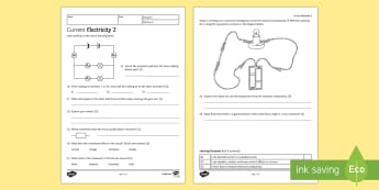 KS3 Current Electricity 2 Homework Activity Sheet - Homework, electricity, current, voltage, potential difference, series, parallel, worksheet, resistan