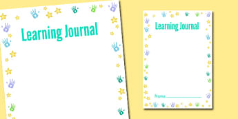 Handprints and Stars Themed Learning Journal Front Cover - journal, learning journal, cover, handprints, stars