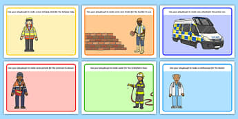 People Who Help Us Playdough Mats - People Who Help Us, playdough, mat, Doctor, Nurse, Teacher, Police, Fire fighter, Paramedic, Builder, Caretaker, Lollipop, Traffic Warden, Lunchtime supervisor, vet, postman
