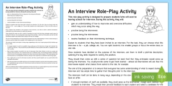An Interview Role-Play Teaching Ideas - young people, PSHCE, jobs, applications, interviews, leaving school, world of work