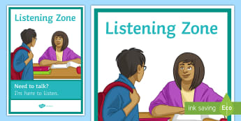Listening Zone A4 Display Poster - Listening, Mental health, Support, Counselling, Help 