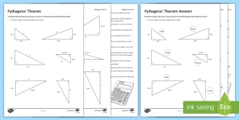 Pythagoras' Theorem Problem Solving Activity Sheet - Pythagoras, triangles, problem solving , triangls, trigonometry, square, lengths