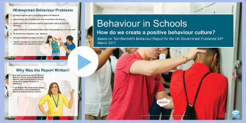 The Behaviour Report: A Summary PowerPoint - KS3/4 Pastoral Support Material, behaviour, Tom Bennett, inset, 