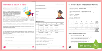 April Fools' Day in France Activity Sheet French - Poisson d'avril, April Fools Day, April Fool's Day, 1st April, 1er avril, premier avril, joke, bla