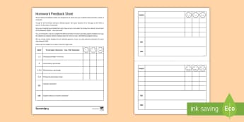 Homework Feedback Editable Proforma - AfL, Feedback, Homework, WWW, EBI, Dialogue
