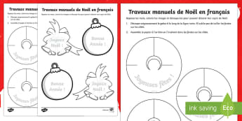 Travaux manuels de Noël en français - french, christmas, crafts, activity