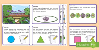 EYFS Outdoor Maths Challenge Cards - Maths, mathematics, number, shape space measure, outdoors, outdoor learning, outdoor environment, ch