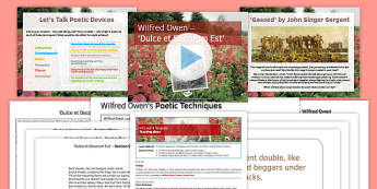 Wilfred Owen Dulce Lesson Pack - wilfred owen, dulce, lesson pack, lesson, pack