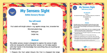 My Senses   Sight Edible Sensory Recipe