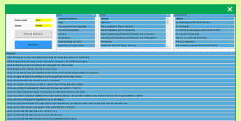 EYFS Report Writing Bank of Statements Easy Selection Tool - Areas of Learning and General Spreadsheet - reporting to parents, assessment, end of year reports., summative assesment, FS1, FS2, Reception, Nu