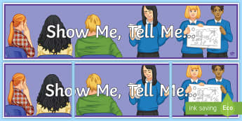 Show Me, Tell Me... Banner - Key Stage 4 Entry Level, speaking skills, presentation skills, display, organisation.