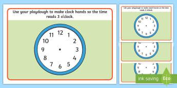 O'Clock Time Playdough Mats   - clocks, analogue, hands, hour, minutes, telling the time