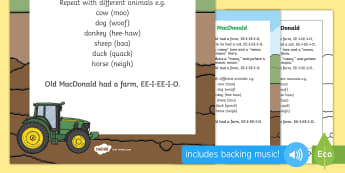 Old MacDonald Nursery Rhyme Poster - rhymes, display, poems, song