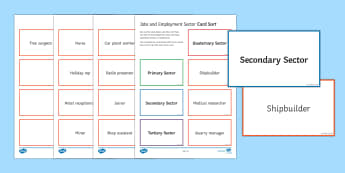 Which Employment Sector? Geography Club Activity Sheet - employment, sectors, primary, secondary, tertiary, jobs, human geography