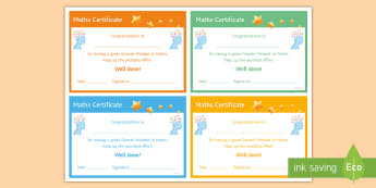Maths 'Growth Mindset' Certificate - Rewards, Learning, Positive, Praise, Award, Certificate, Recognition