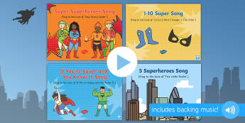 Superheroes Songs and Rhymes PowerPoints Pack - Superheroes, superhero, superman, batman, spiderman, singing, songtime, super heroes