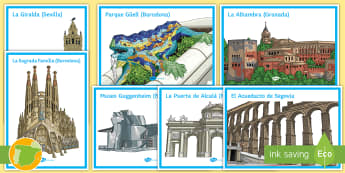 Monuments of Spain Display Posters Spanish - culture, geography, classroom, decoration, places, 