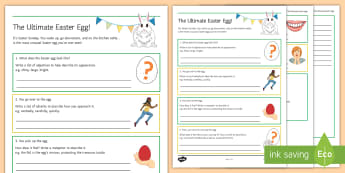 The Ultimate Easter Egg Activity Sheet - Easter, Egg, adjective, adverb, superlative, simile, metaphor, poem, worksheet
