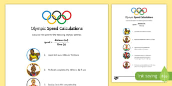 Speed Calculations Olympic Science