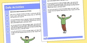 Gross Motor Skills Daily Activities Sheet - gross motor skills