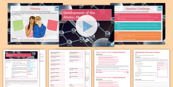 Development of the Atom Differentiated Lesson Pack - Theory, Bohr, Rutherford, alpha particle scattering experiment, nuclear model. Thompson, chadwick, p