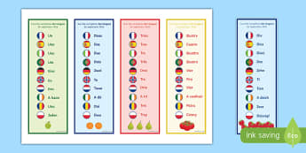 One Number in 10 Different Languages Bookmarks-French