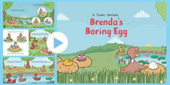 Brenda's Boring Egg Story PowerPoint - eggs, duck, ducks, ducklings, ugly duckling, appearance, beauty, hatch, love, grow, birds, lake, pon