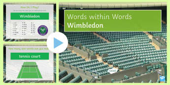 Wimbledon Word Game PowerPoint - literacy, competition, tennis, writing, spelling
