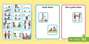 Good Home Choices – Discussion and Sorting Cards - friendships, home, behaviour, sorting, good behaviour, bad behaviour, autism, ASD
