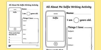 All About Me Selfie Writing Worksheet - Start of the School Year Activity