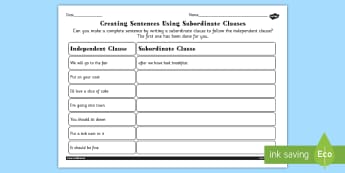 Completing Sentences by Writing Subordinate Clauses - writing