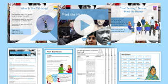 Meet the Heroes Lesson Pack - identity, identities, religion, culture, hobbies, individuals, qualities, race, interests, , values,