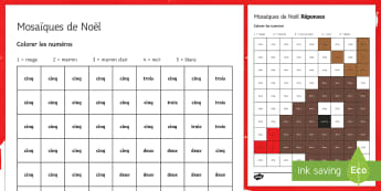 French Numbers Christmas Mosaic - ks3 languages, ks3 french, christmas french, french numbers