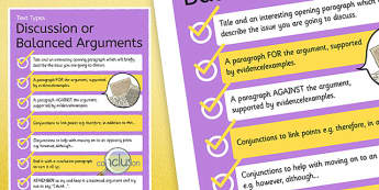 Text Types Guide Discussion or Balanced Arguments Display Poster - discussions poster, balanced argument poster, how to write a balanced argument, ks2