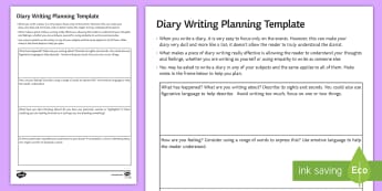 Diary Planning (All Subjects) Activity Sheet - worksheet, secondary diary, diarist, diary planning, ks3 diary writing, ks4 diary writing, diary res