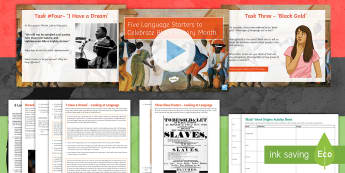 5 Language Starters Lesson Pack to Support Teaching on Black History Month - Black history month, BHM, Barack Obama, Martin Luther King jr, speeches, black history, black litera