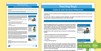 Teaching Boys: Culture and Society Adult Guidance - Teaching, boys, culture, society, stereotyping, gender 