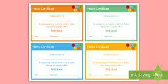 Maths 'Resilience' Certificate - Rewards, Learning, Positive, Praise, Award, Certificate, Recognition