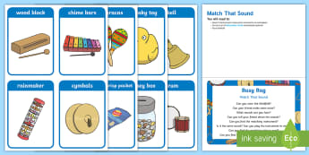 Match That Sound Busy Bag Prompt Card and Resource Pack - EYFS Aspect 2: General sound discrimination – instrumental sounds, phonics, letters and sounds, ph