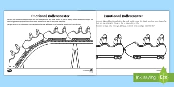 Emotional Rollercoaster Activity Sheet - young people, worry, feeling low, feeling happy, stress, PSHCE, families