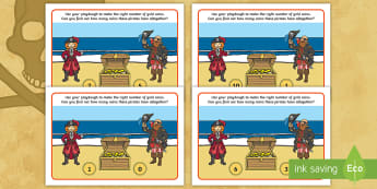 Pirate Subtraction Playdough Mats  - treasure, maths, numeracy, addition, playdough, coins, gold, malleable, counting, adding, addition.,